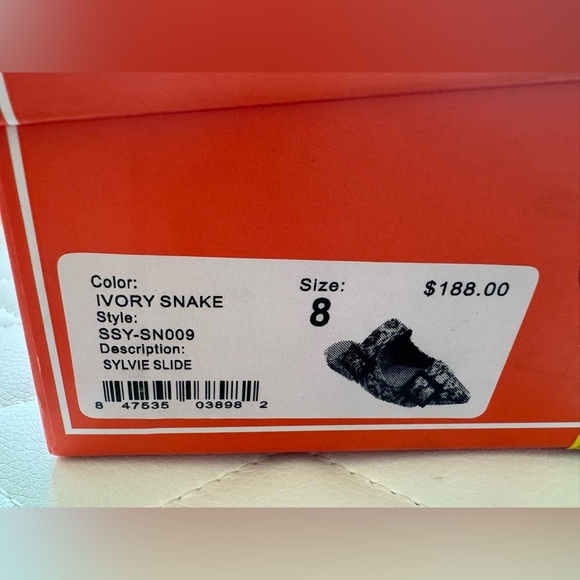 Anthropologie BILL BLASS SYLVIE SLIDE All Leather Mules Flats IVORY SNAKE 8 - Picture 12 of 12